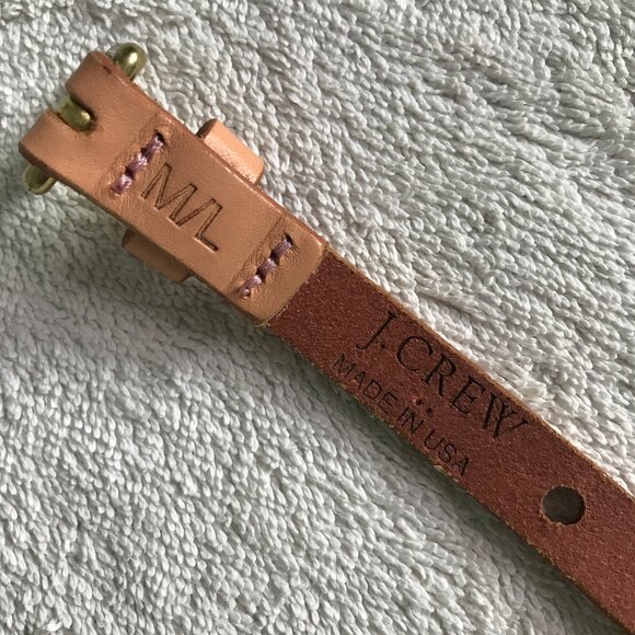 J CREW WOMENS VEGTABLE TANNED LETAHER BELT BROWN ADJUSTABLE WOMENS MEDIUM LARGE - Picture 4 of 9